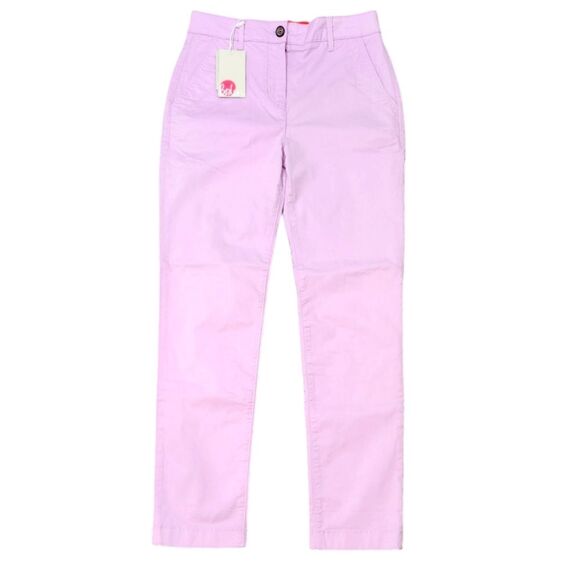 Boden Pants Chinos Straight Leg High Rise Cotton Stretch Pink Purple 2 NWT - Picture 1 of 9